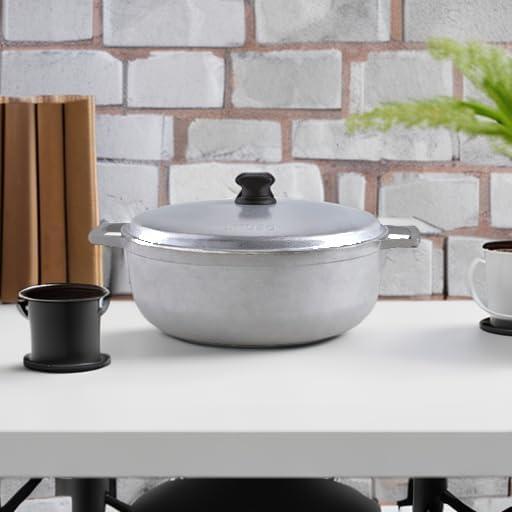 imageIMUSA GAU80508 Jumbo Traditional Natural Caldero for Cooking and Serving 18 Quart SilverAluminum Lid