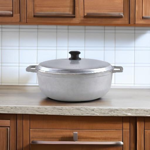 imageIMUSA GAU80508 Jumbo Traditional Natural Caldero for Cooking and Serving 18 Quart SilverAluminum Lid
