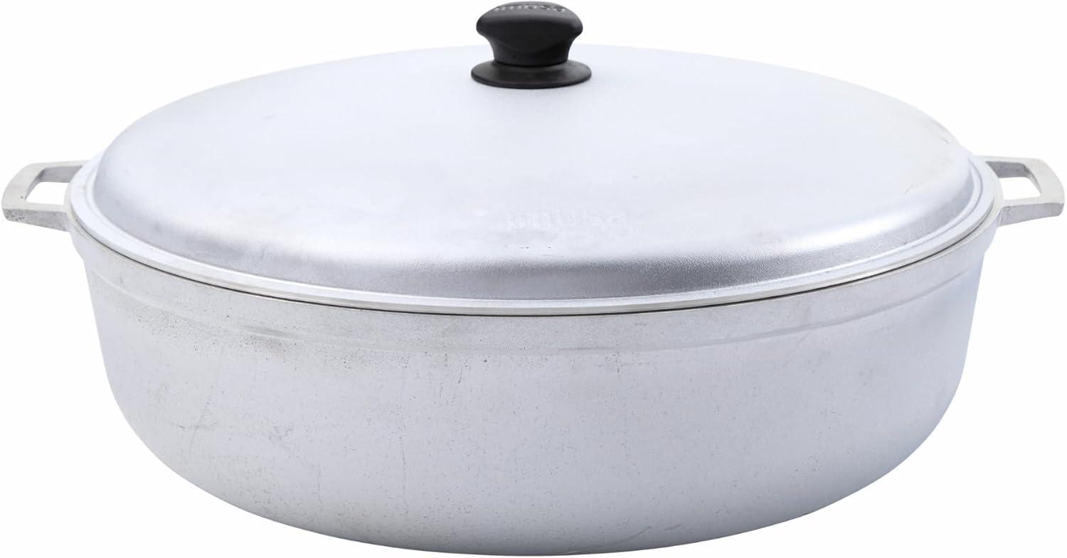 imageIMUSA GAU80508 Jumbo Traditional Natural Caldero for Cooking and Serving 18 Quart SilverAluminum Lid