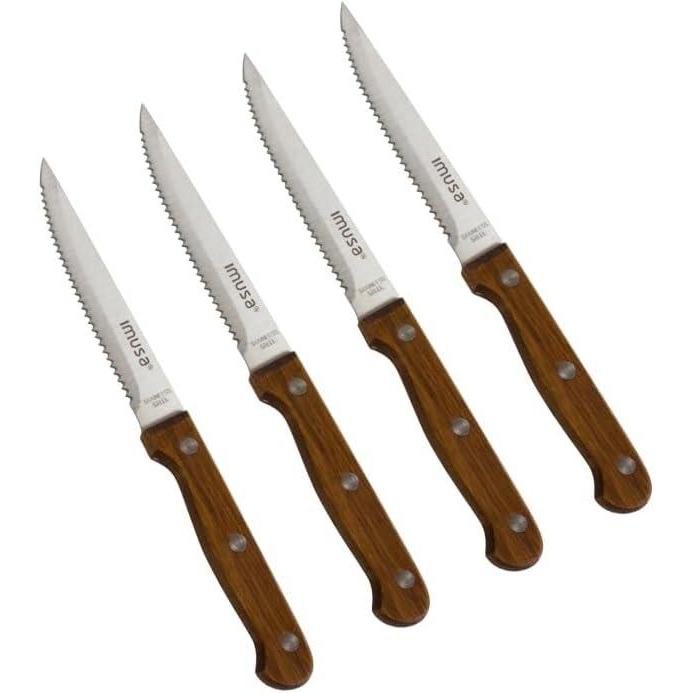 imageIMUSA 2pc 5quot ampamp 7quot Santoku Knife Set wWood Handle Stainless Steel Kitchen Cooking KnifesSet