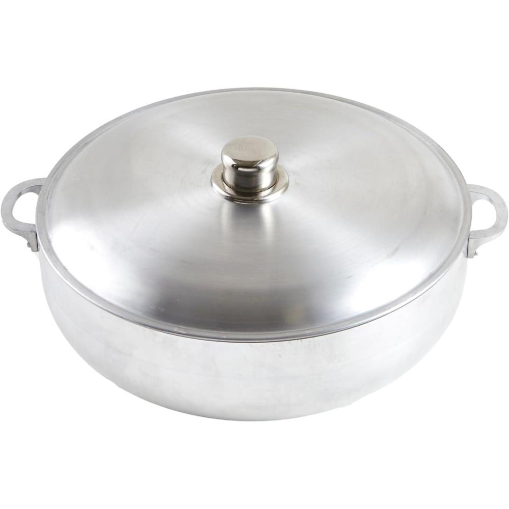 imageIMUSA Traditional Polished Aluminum Caldero Dutch Oven with Lid 69 Quarts Polished AluminiumPolished
