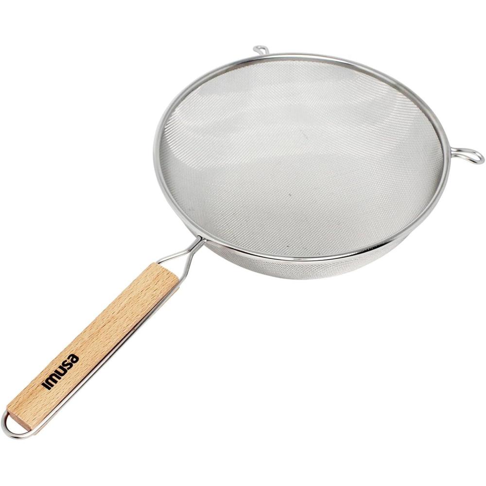 imageIMUSA USA Wood Stainless Steel Strainer Handle 8Inch8 Inches