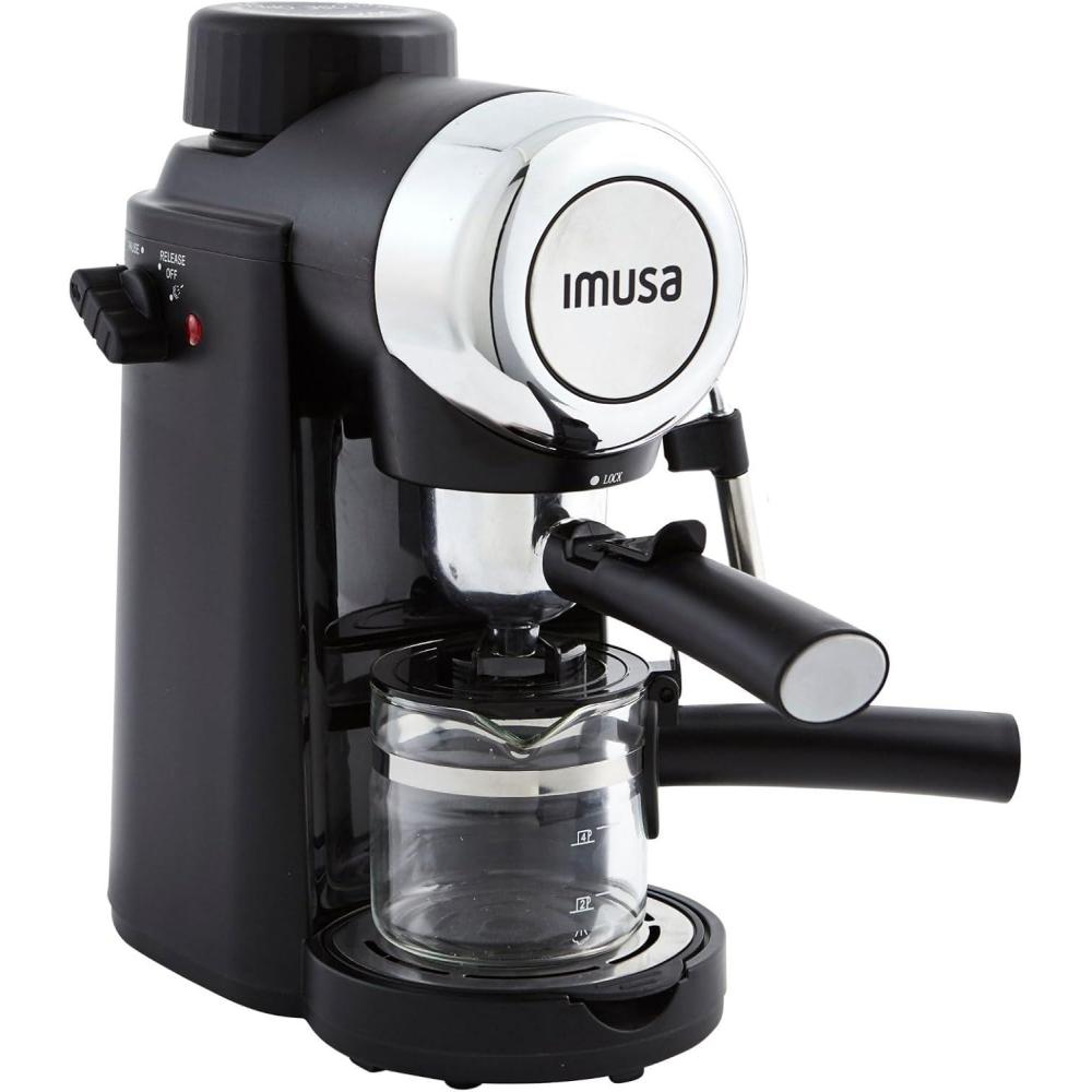 imageImusa 4 Cup Epic Electric EspressoCappuccino Maker Cafe Cubano Cortadito Colada Cafe con Leche BlackBlack