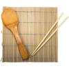 imageIMUSA USA WPAN10031 3pc Bamboo Complete Sushi Set Rolling Mat Chopsticks ampamp Paddle Brown