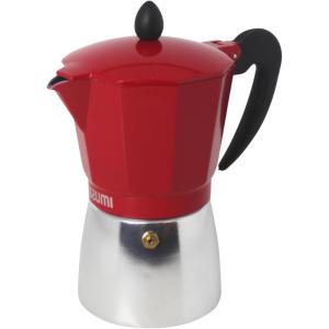IMUSA 12-Cup Stovetop Espresso Maker, Cast Aluminum Coffee Maker, Cuban Coffee Brewer, Moka Pot Style, Portable Coffee Maker for Home, Camping, or Travel(Red)