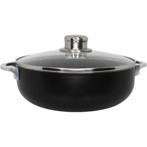 IMUSA 4.4Qt Bistro Ceramic Nonstick Caldero/Dutch Oven with Glass Lid, Black(3.2 Quarts)