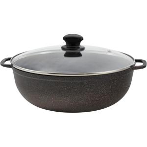 IMUSA 4.4Qt Bistro Ceramic Nonstick Caldero/Dutch Oven with Glass Lid, Black(3.5 Quarts)