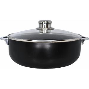 IMUSA 4.4Qt Bistro Ceramic Nonstick Caldero/Dutch Oven with Glass Lid, Black(4.4 Quarts)