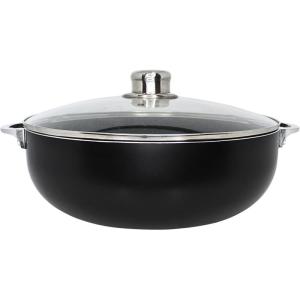 IMUSA 4.4Qt Bistro Ceramic Nonstick Caldero/Dutch Oven with Glass Lid, Black(6.9 Quarts)