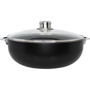 IMUSA 4.4Qt Bistro Ceramic Nonstick Caldero/Dutch Oven with Glass Lid, Black(9 Quarts)