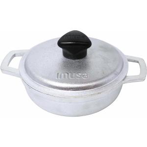 IMUSA Caldero Stock Pot with Glass Lid 7QT, 30cm, Cast Aluminum, Perfect for Serving Small & Medium Groups, Riveted Handles, Made in Colombia, Silver(1 Pack)