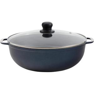 IMUSA USA 6.9QT Nonstick Blue exterior Caldero (Dutch Oven) with Glass Lid and Steam Vent(6.9 Quart)
