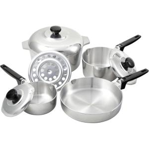 IMUSA USA Heavy Duty 13-Piece Cast Aluminum Cajun Cookware Set, Silver(8 Piece)
