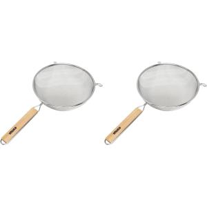 IMUSA USA Wood Stainless Steel Strainer Handle 8-Inch(8 Inches (Pack of 2))