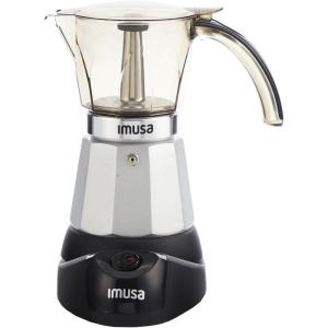 Imusa 6 or 3cup Electric Espresso Maker, Black(Silver)