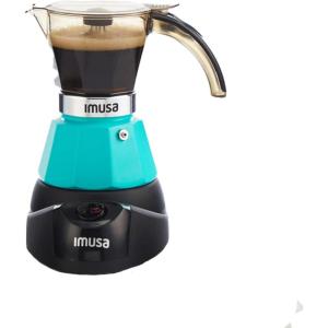 Imusa 6 or 3cup Electric Espresso Maker, Black(Teal)
