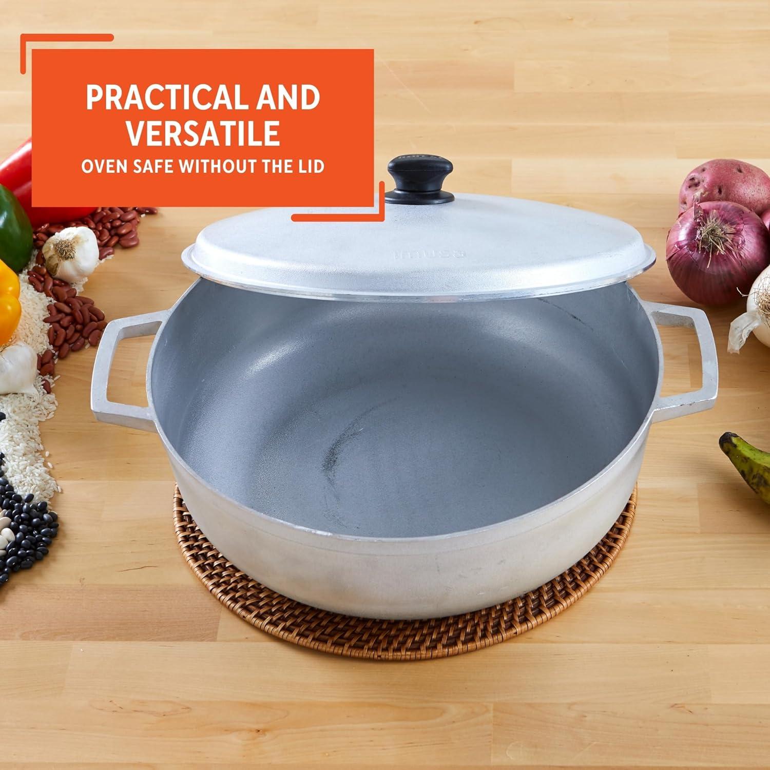 imageIMUSA GAU80508 Jumbo Traditional Natural Caldero for Cooking and Serving 18 Quart SilverAluminum Lid
