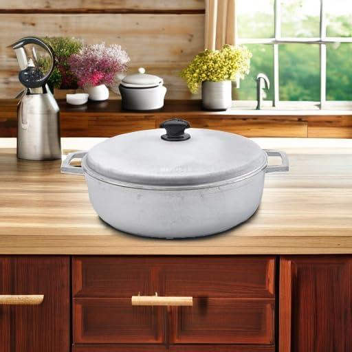 imageIMUSA GAU80508 Jumbo Traditional Natural Caldero for Cooking and Serving 18 Quart SilverAluminum Lid