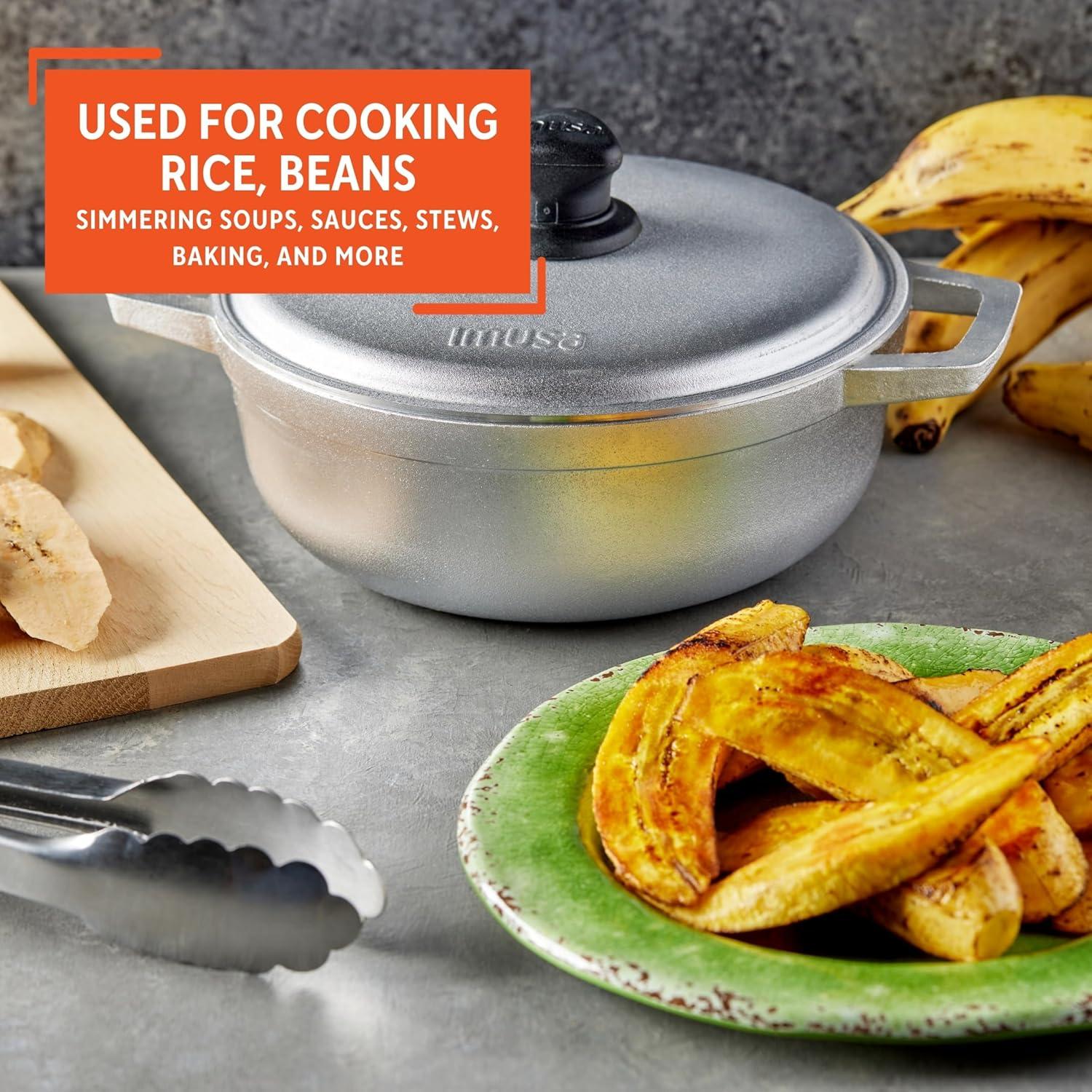imageIMUSA GAU80508 Jumbo Traditional Natural Caldero for Cooking and Serving 18 Quart SilverAluminum Lid