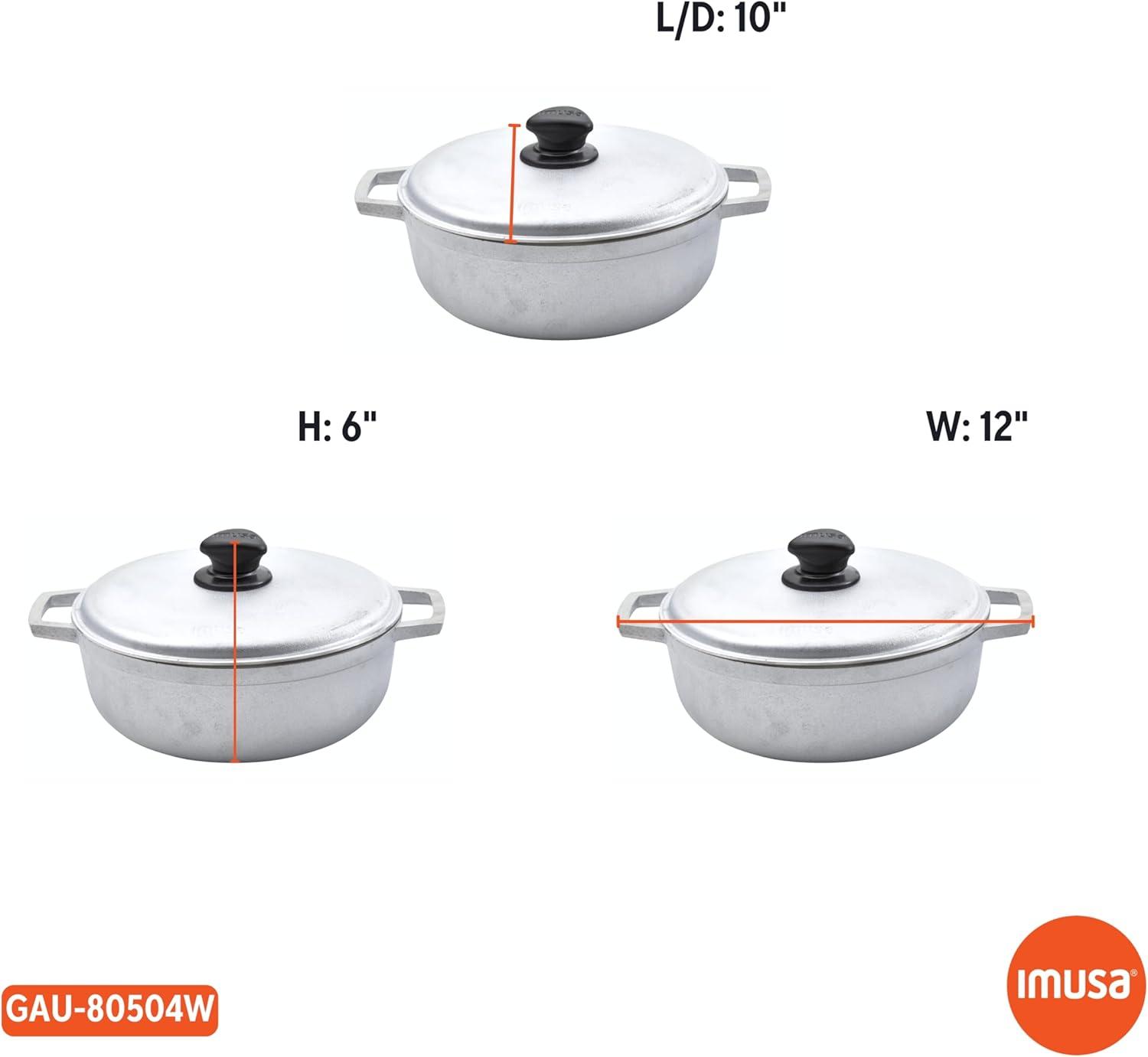 imageIMUSA GAU80508 Jumbo Traditional Natural Caldero for Cooking and Serving 18 Quart SilverAluminum Lid