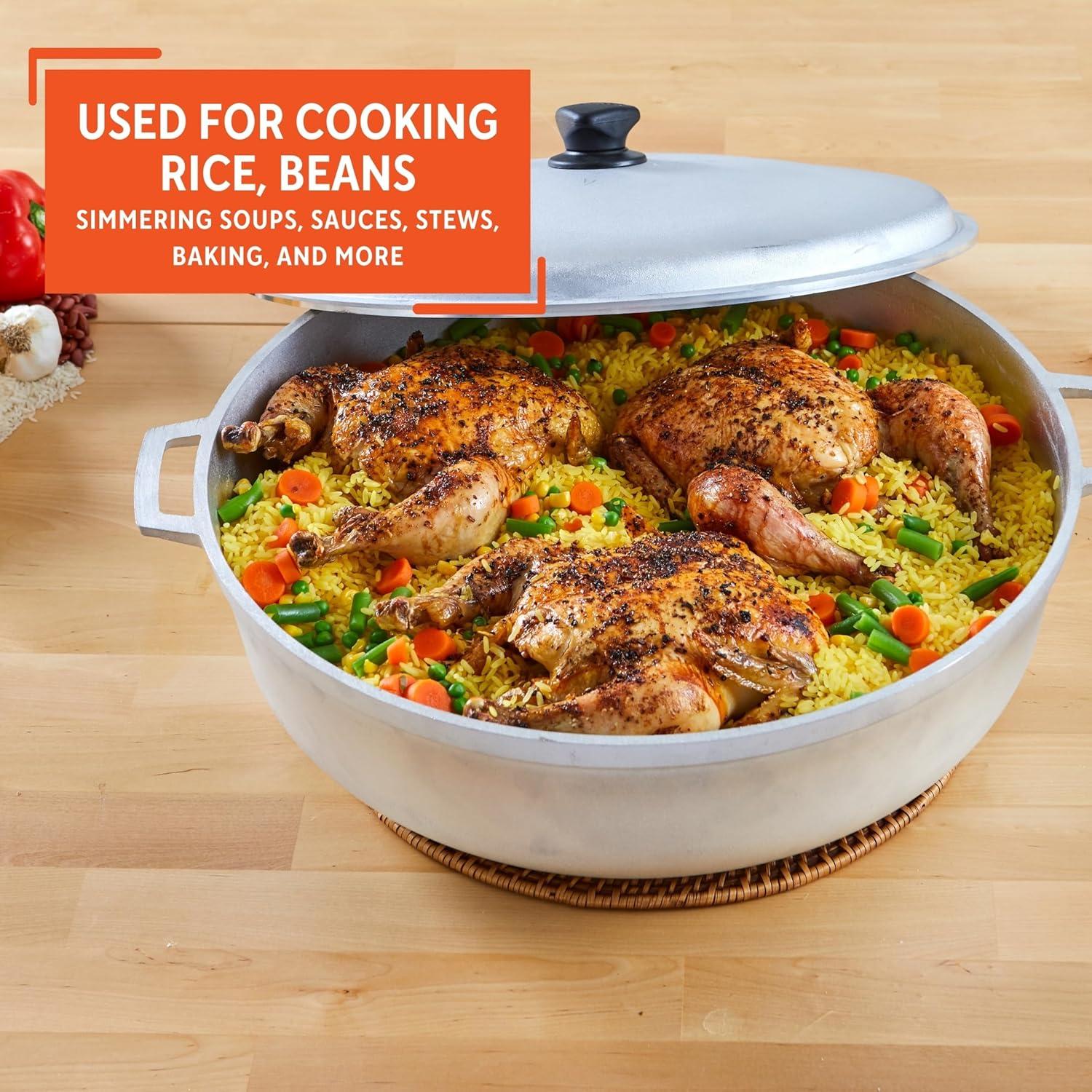 imageIMUSA GAU80508 Jumbo Traditional Natural Caldero for Cooking and Serving 18 Quart SilverAluminum Lid