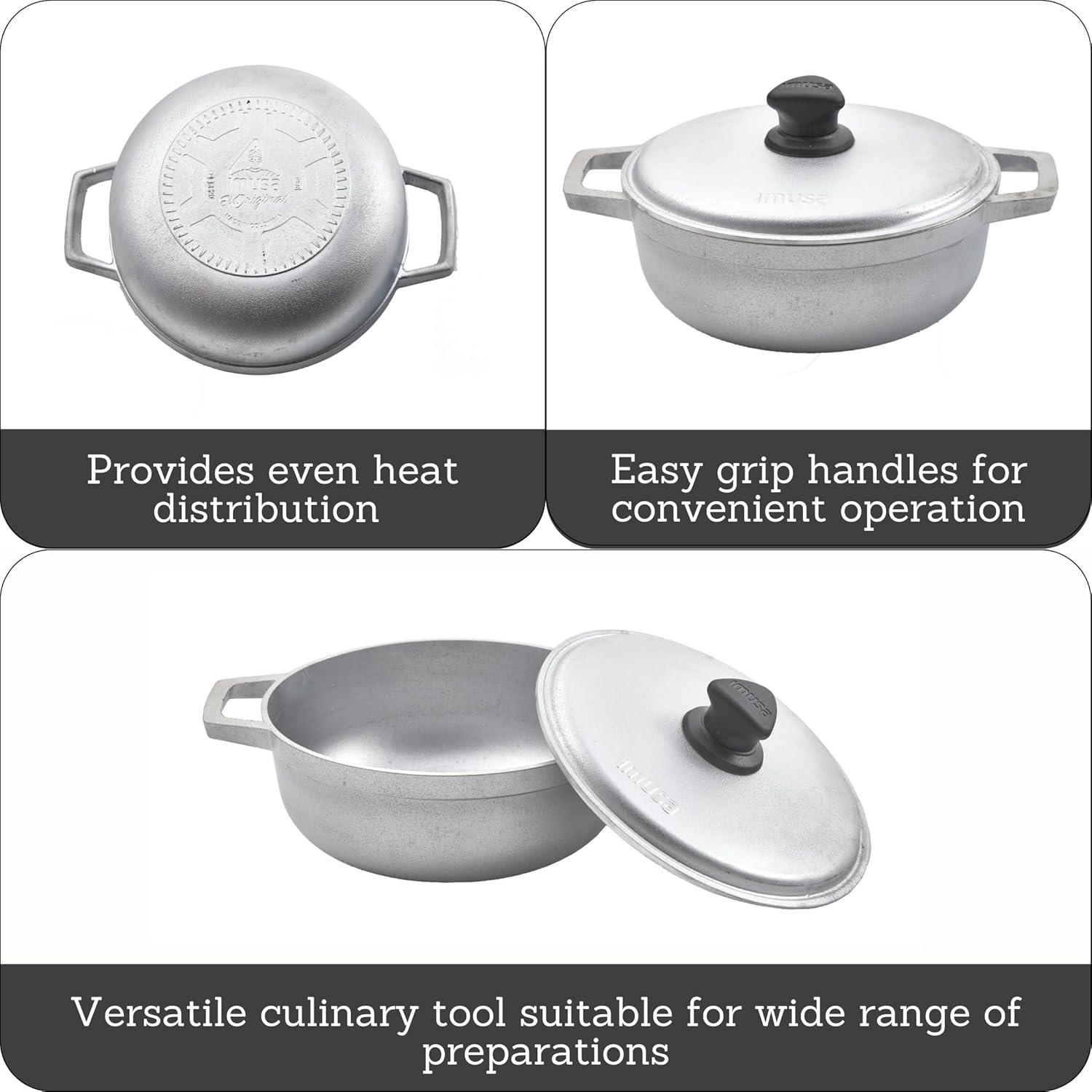 imageIMUSA GAU80508 Jumbo Traditional Natural Caldero for Cooking and Serving 18 Quart SilverAluminum Lid