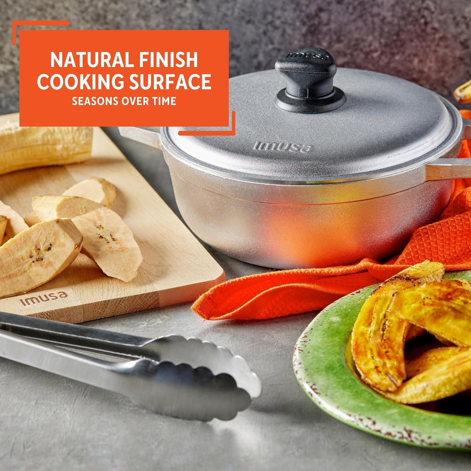 imageIMUSA GAU80508 Jumbo Traditional Natural Caldero for Cooking and Serving 18 Quart SilverAluminum Lid