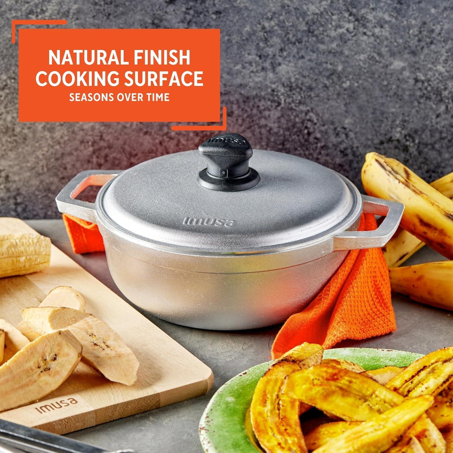 imageIMUSA GAU80508 Jumbo Traditional Natural Caldero for Cooking and Serving 18 Quart SilverAluminum Lid