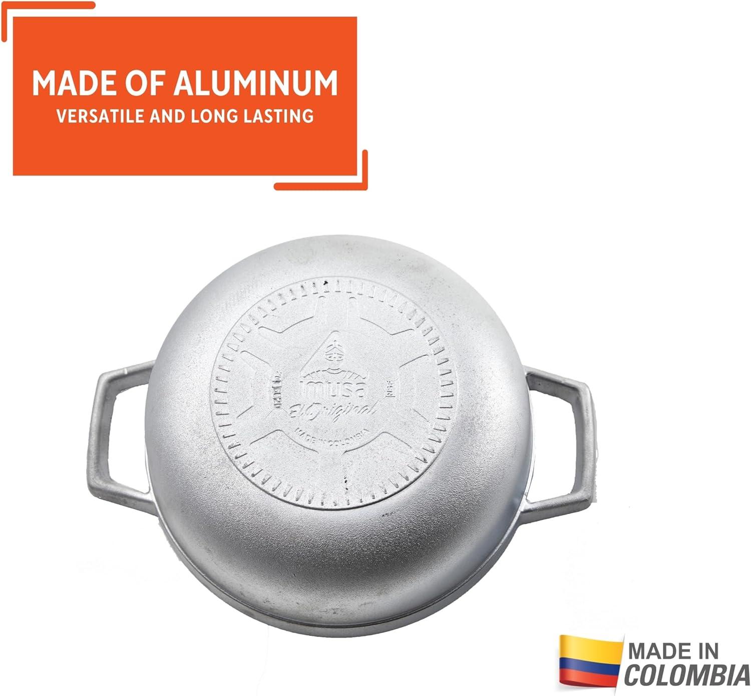 imageIMUSA GAU80508 Jumbo Traditional Natural Caldero for Cooking and Serving 18 Quart SilverAluminum Lid