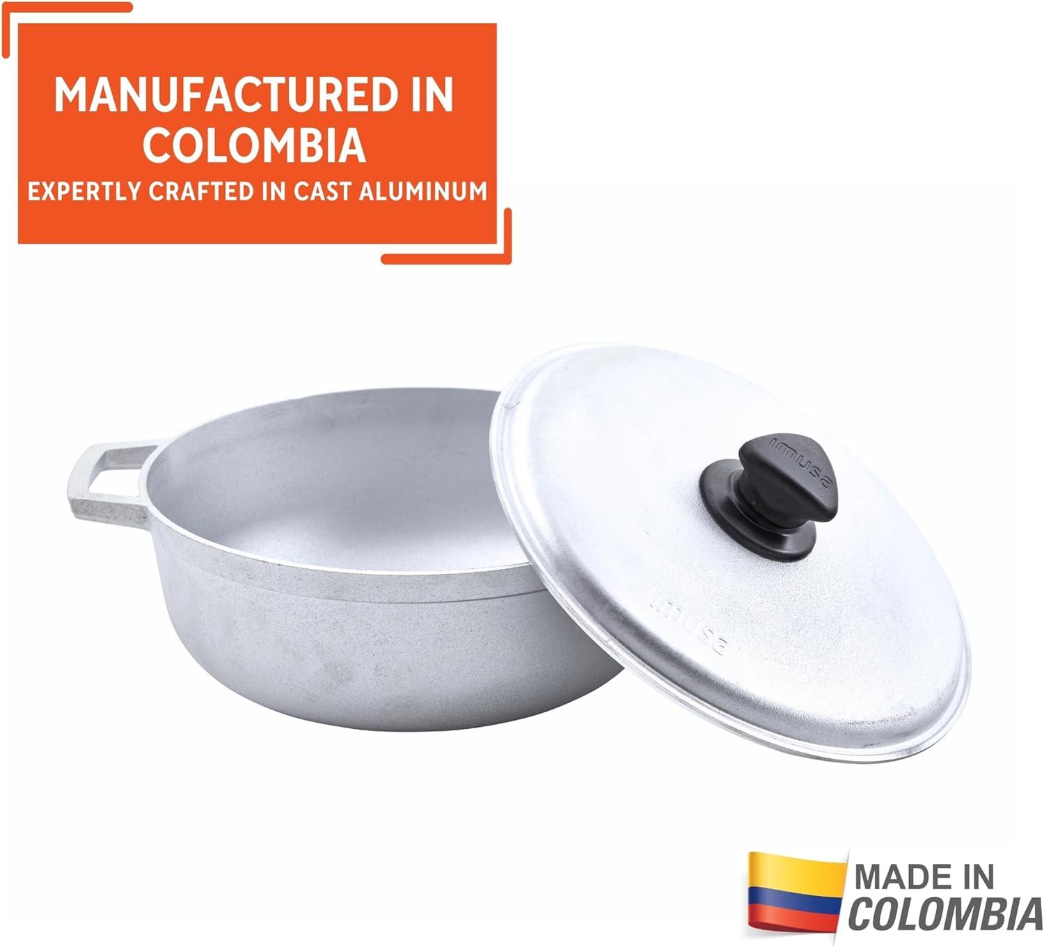 imageIMUSA GAU80508 Jumbo Traditional Natural Caldero for Cooking and Serving 18 Quart SilverAluminum Lid