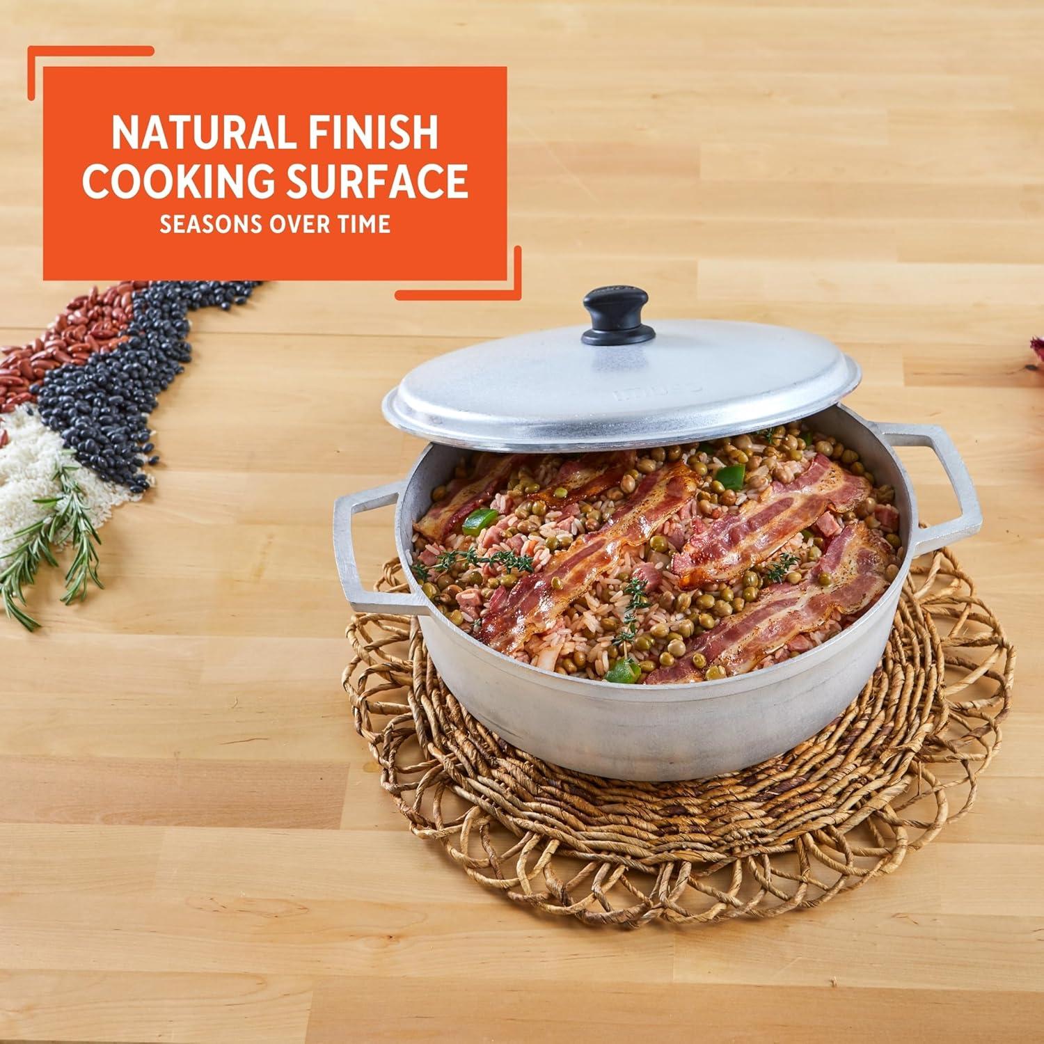imageIMUSA GAU80508 Jumbo Traditional Natural Caldero for Cooking and Serving 18 Quart SilverAluminum Lid