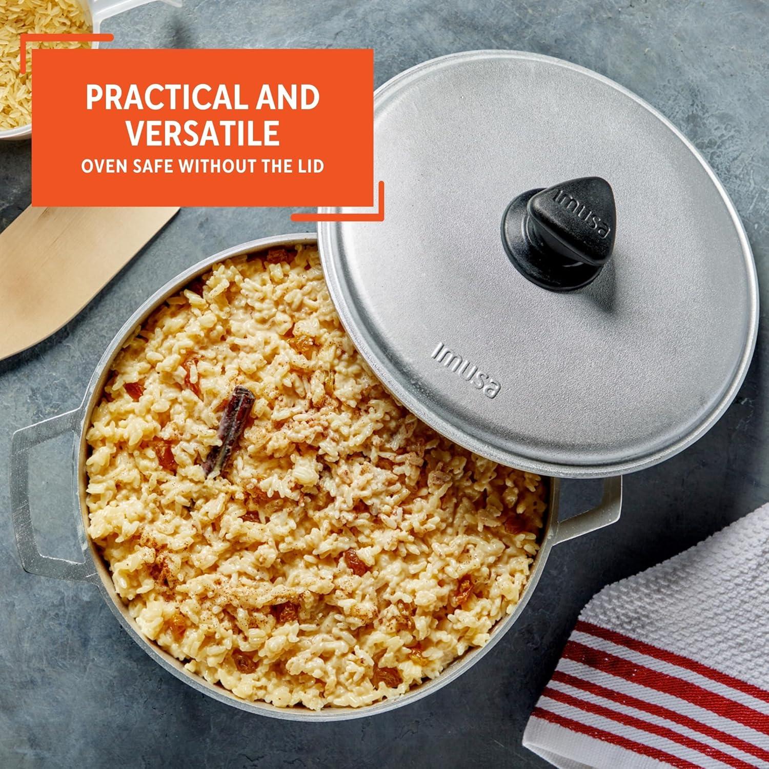 imageIMUSA GAU80508 Jumbo Traditional Natural Caldero for Cooking and Serving 18 Quart SilverAluminum Lid