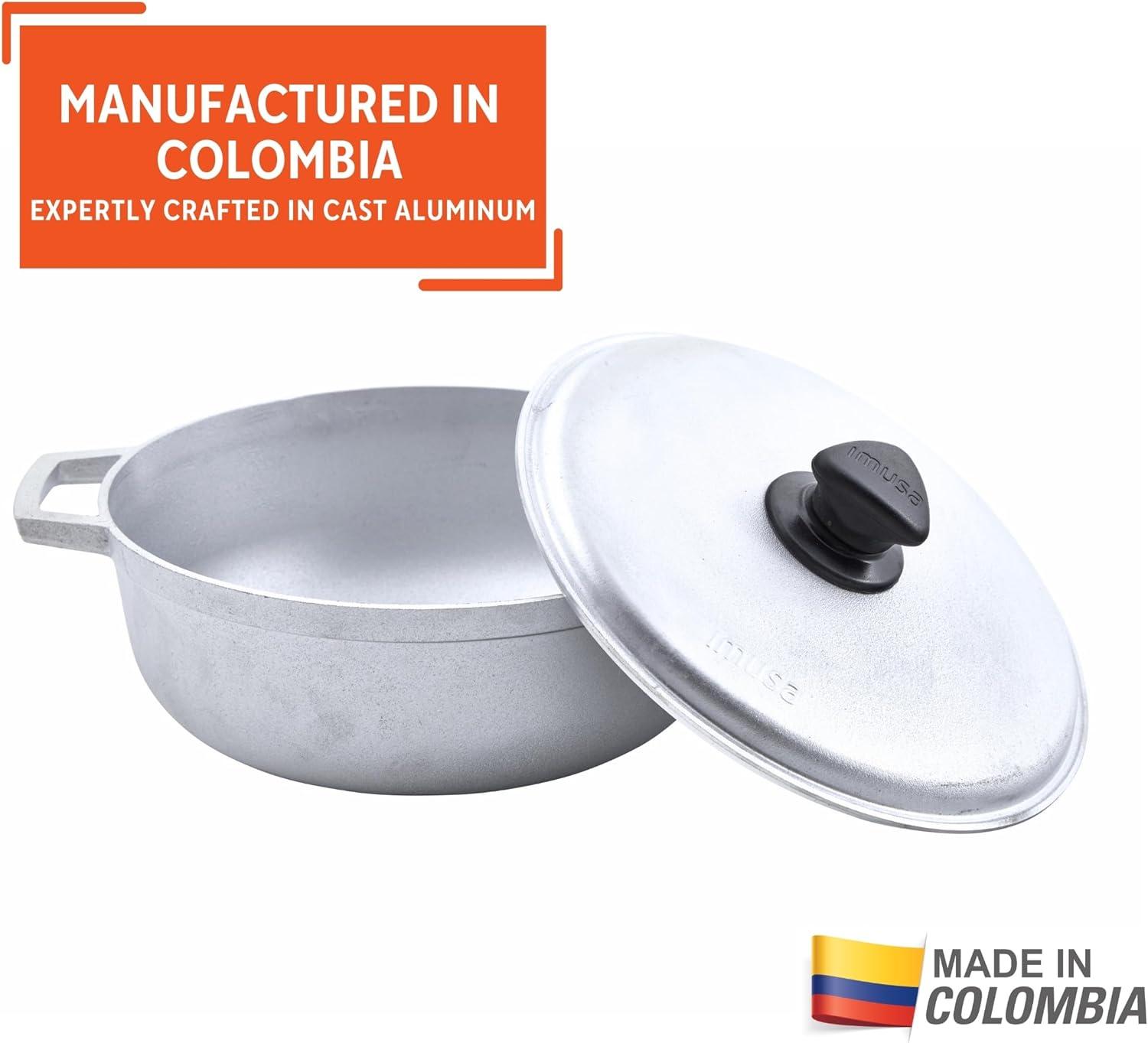 imageIMUSA GAU80508 Jumbo Traditional Natural Caldero for Cooking and Serving 18 Quart SilverAluminum Lid