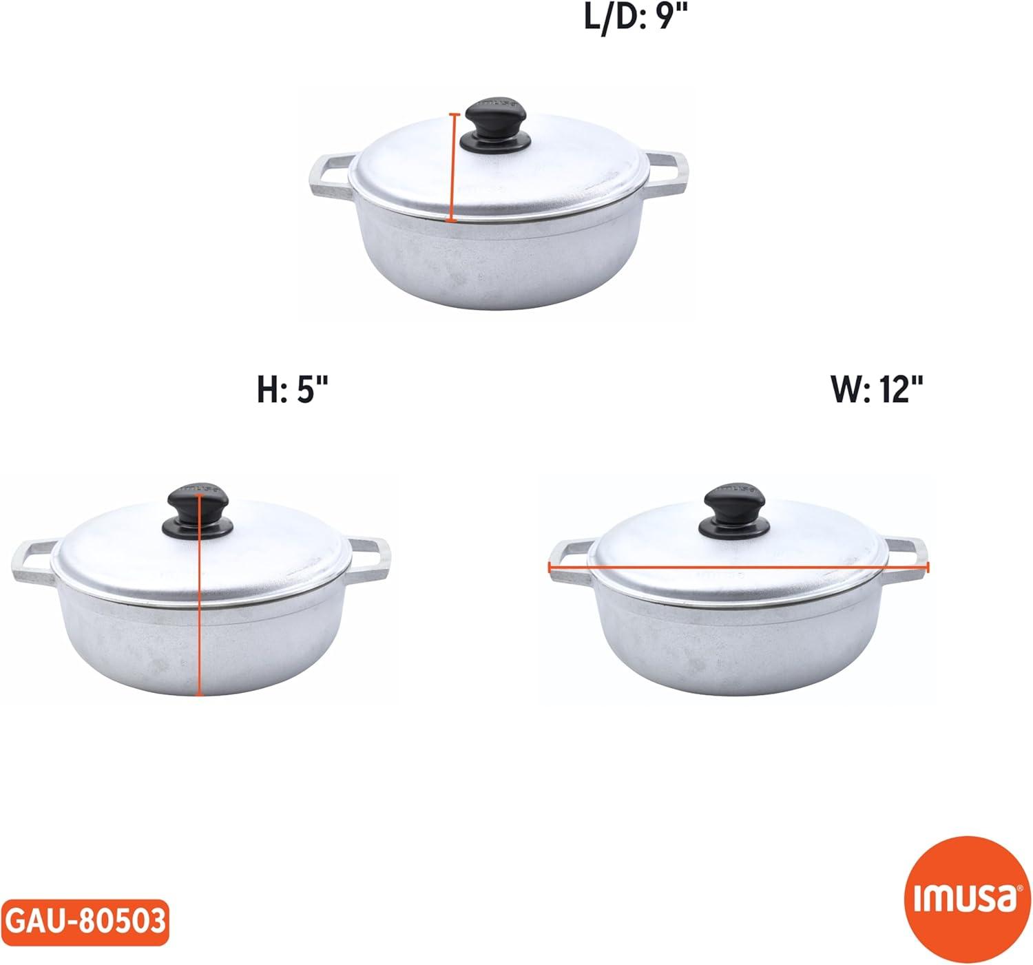 imageIMUSA GAU80508 Jumbo Traditional Natural Caldero for Cooking and Serving 18 Quart SilverAluminum Lid