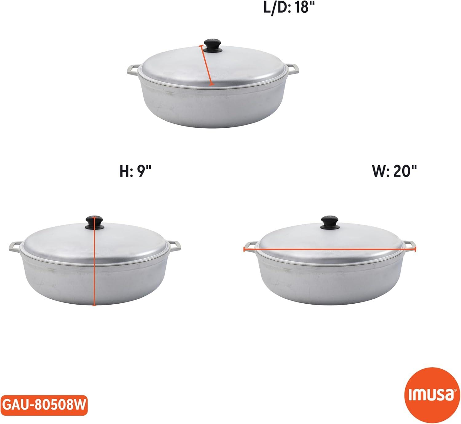 imageIMUSA GAU80508 Jumbo Traditional Natural Caldero for Cooking and Serving 18 Quart SilverAluminum Lid