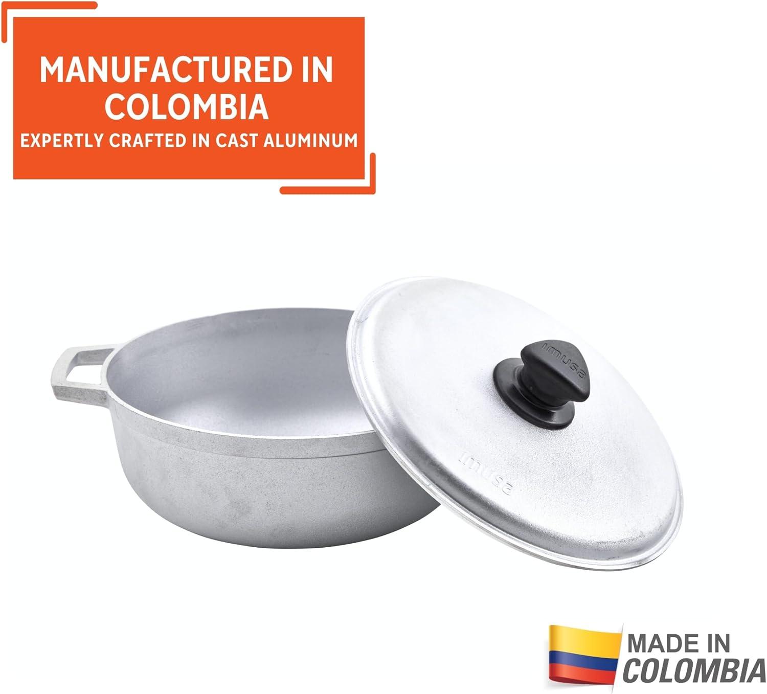 imageIMUSA GAU80508 Jumbo Traditional Natural Caldero for Cooking and Serving 18 Quart SilverAluminum Lid