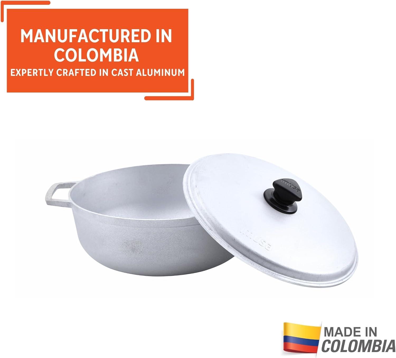 imageIMUSA GAU80508 Jumbo Traditional Natural Caldero for Cooking and Serving 18 Quart SilverAluminum Lid