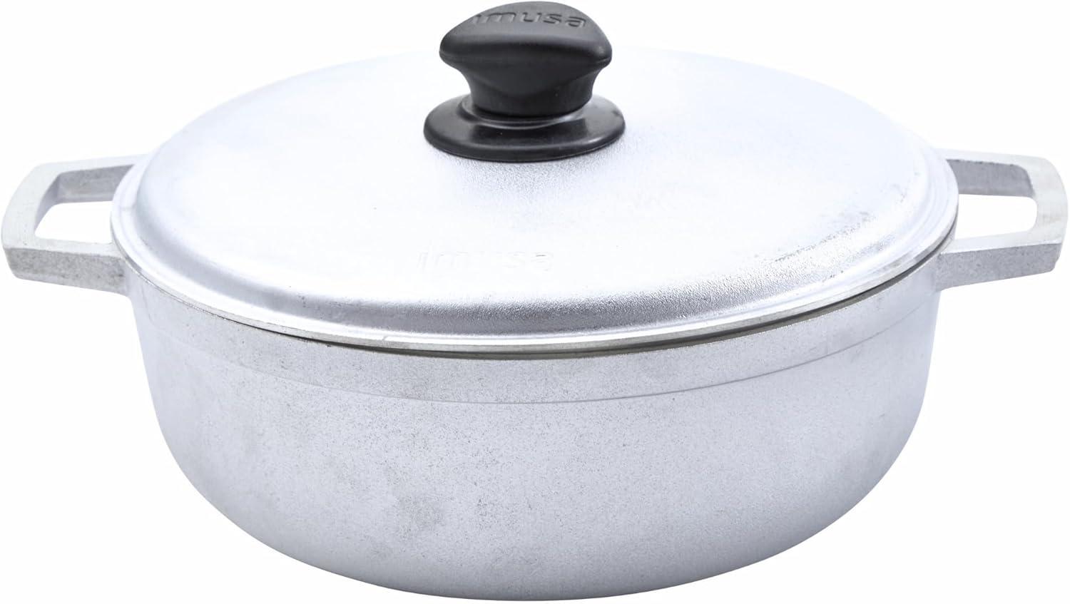 imageIMUSA GAU80508 Jumbo Traditional Natural Caldero for Cooking and Serving 18 Quart SilverAluminum Lid