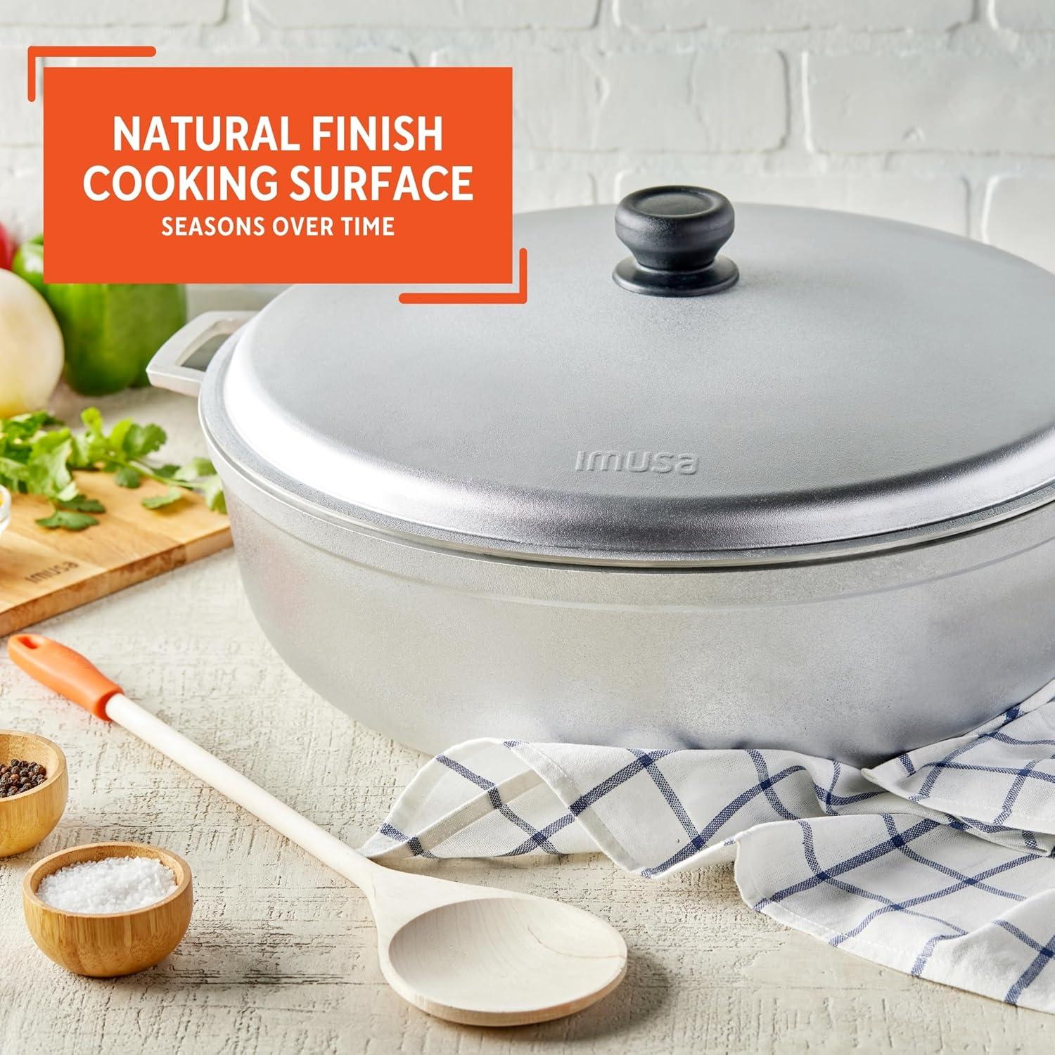 imageIMUSA GAU80508 Jumbo Traditional Natural Caldero for Cooking and Serving 18 Quart SilverAluminum Lid