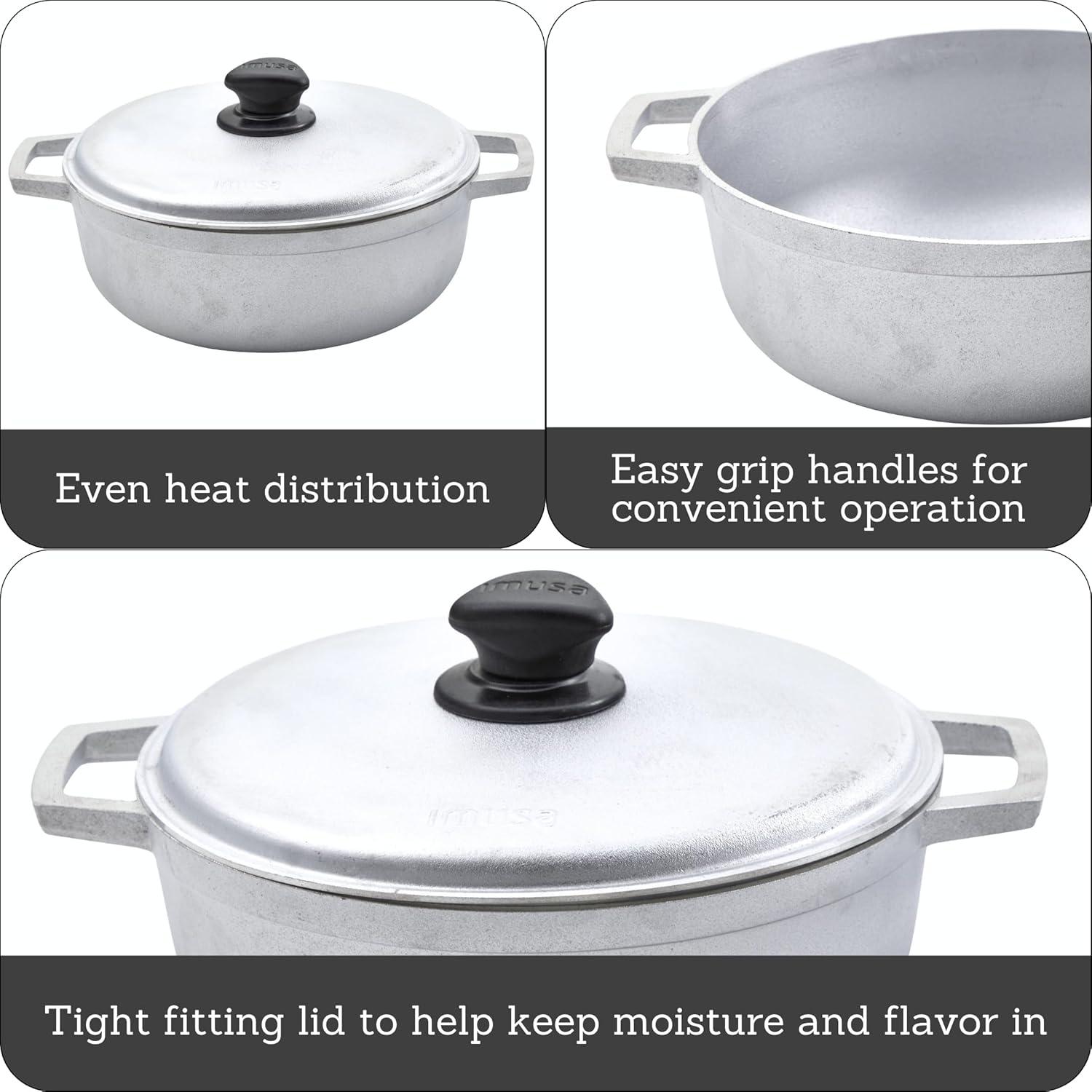 imageIMUSA GAU80508 Jumbo Traditional Natural Caldero for Cooking and Serving 18 Quart SilverAluminum Lid