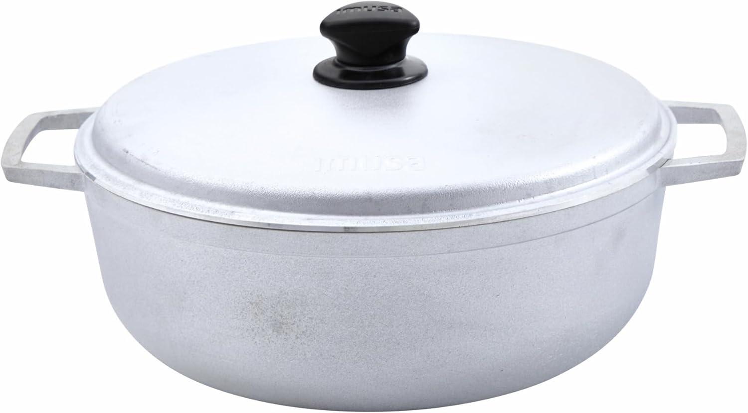 imageIMUSA GAU80508 Jumbo Traditional Natural Caldero for Cooking and Serving 18 Quart SilverAluminum Lid