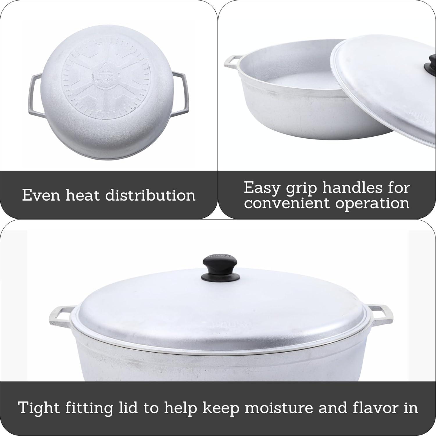 imageIMUSA GAU80508 Jumbo Traditional Natural Caldero for Cooking and Serving 18 Quart SilverAluminum Lid