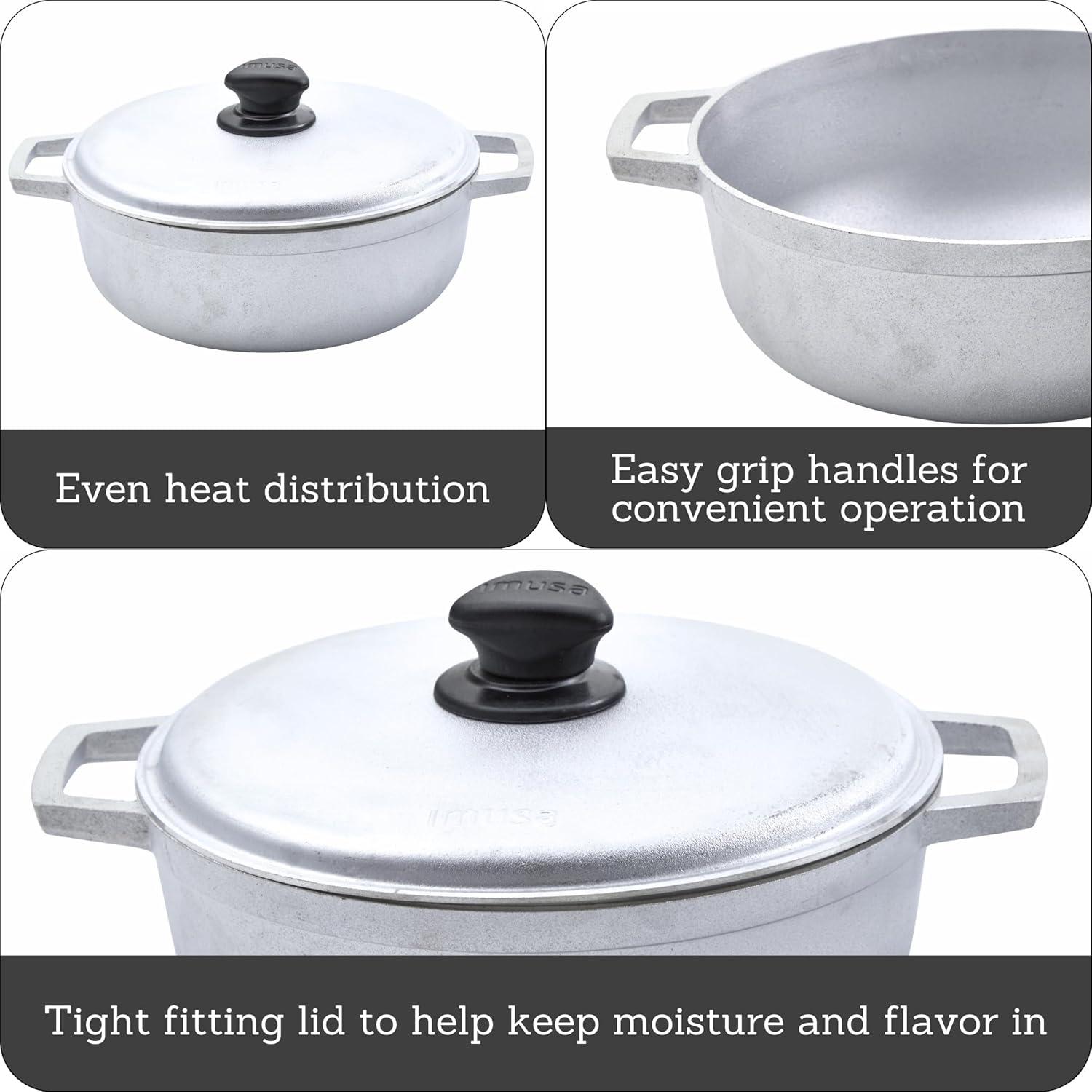 imageIMUSA GAU80508 Jumbo Traditional Natural Caldero for Cooking and Serving 18 Quart SilverAluminum Lid