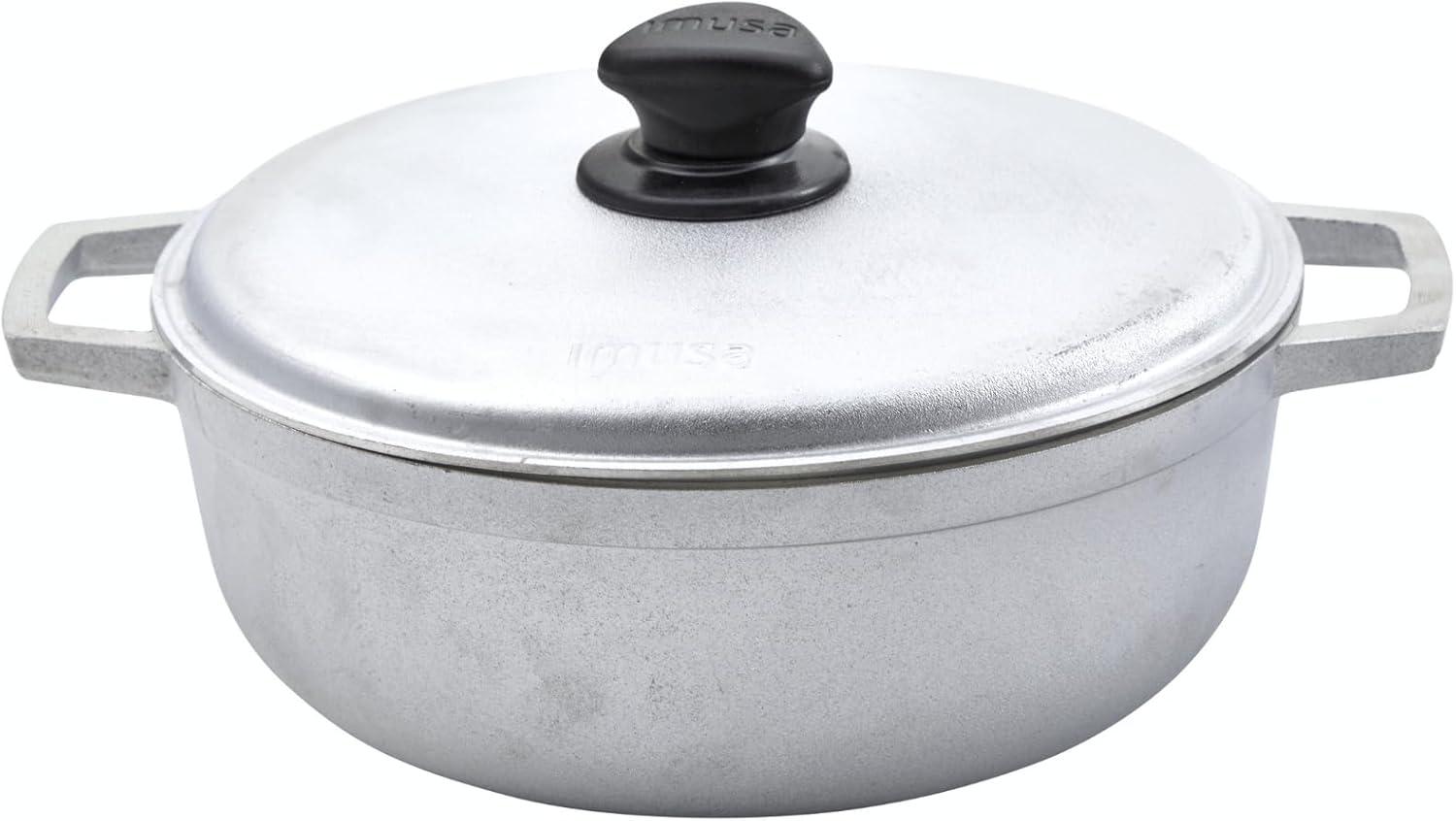 imageIMUSA GAU80508 Jumbo Traditional Natural Caldero for Cooking and Serving 18 Quart SilverAluminum Lid