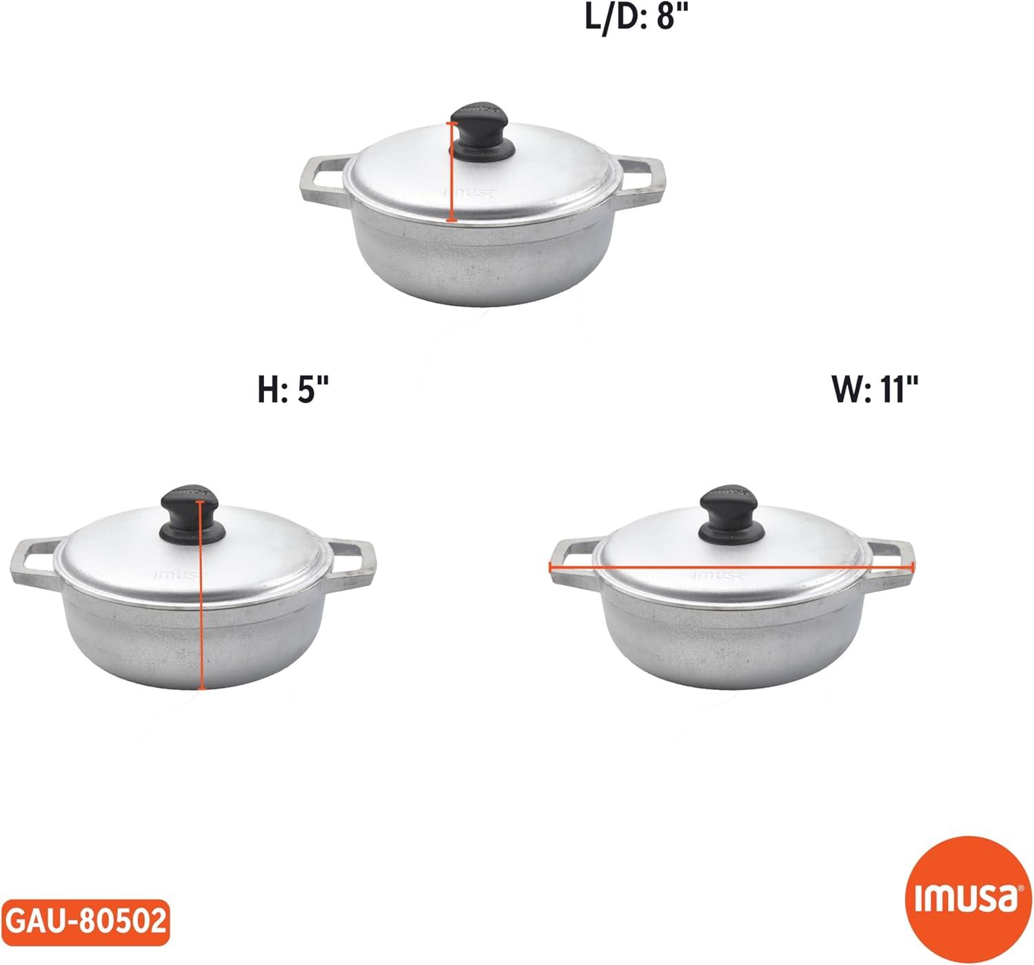 imageIMUSA GAU80508 Jumbo Traditional Natural Caldero for Cooking and Serving 18 Quart SilverAluminum Lid