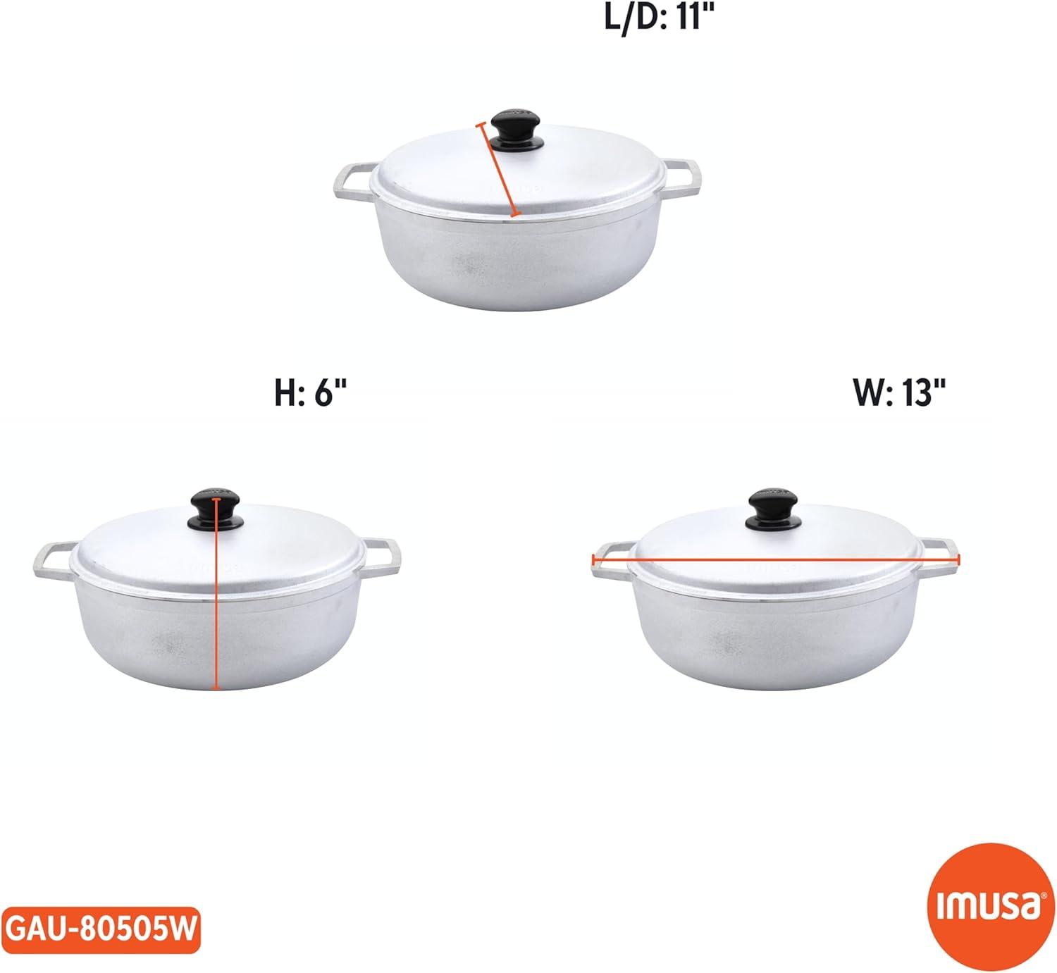 imageIMUSA GAU80508 Jumbo Traditional Natural Caldero for Cooking and Serving 18 Quart SilverAluminum Lid
