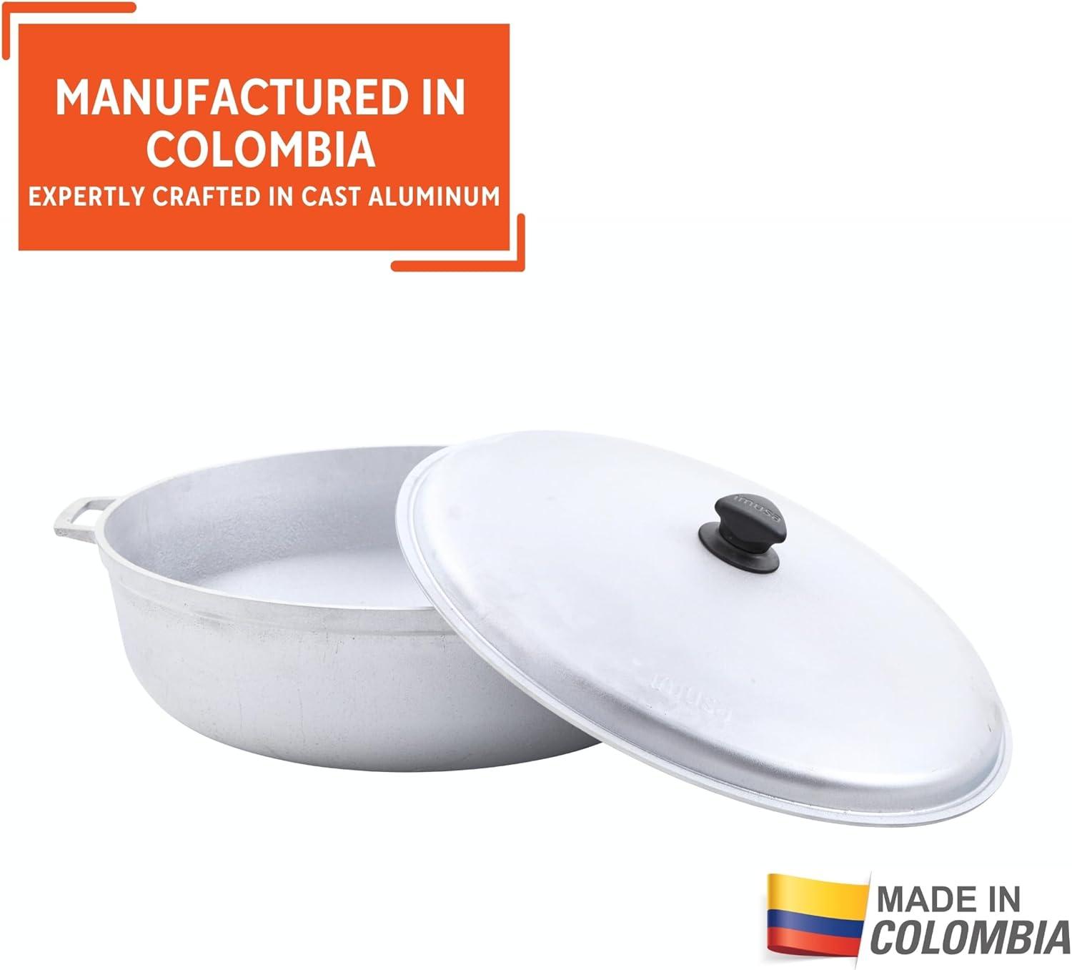 imageIMUSA GAU80508 Jumbo Traditional Natural Caldero for Cooking and Serving 18 Quart SilverAluminum Lid