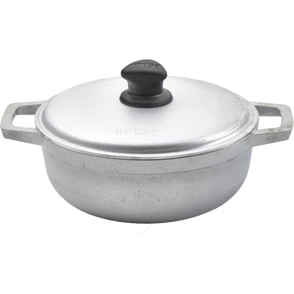 imageIMUSA GAU80508 Jumbo Traditional Natural Caldero for Cooking and Serving 18 Quart SilverAluminum Lid