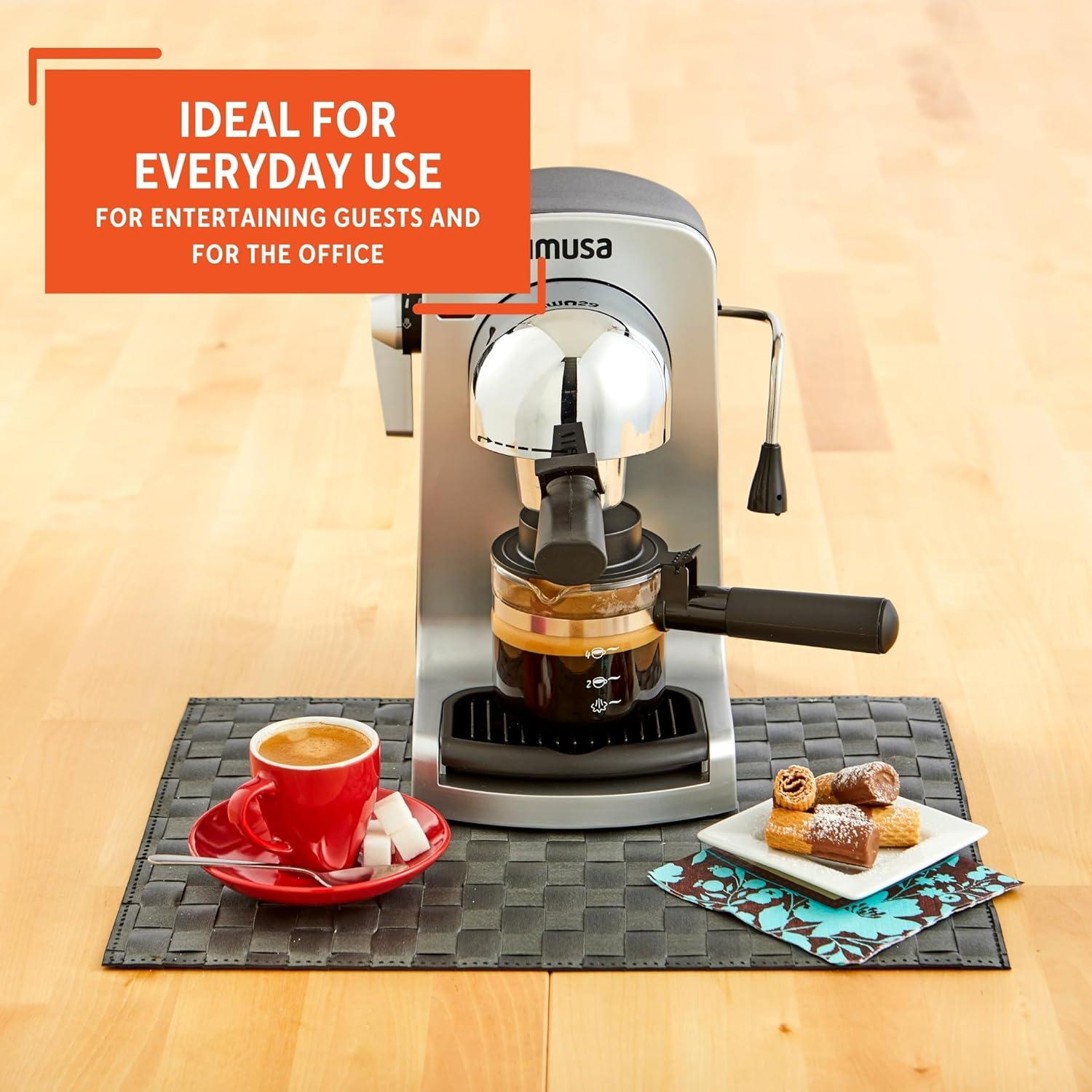 imageIMUSA 4cup Electric Bistro Espresso Cappuccino Maker SilverBistro