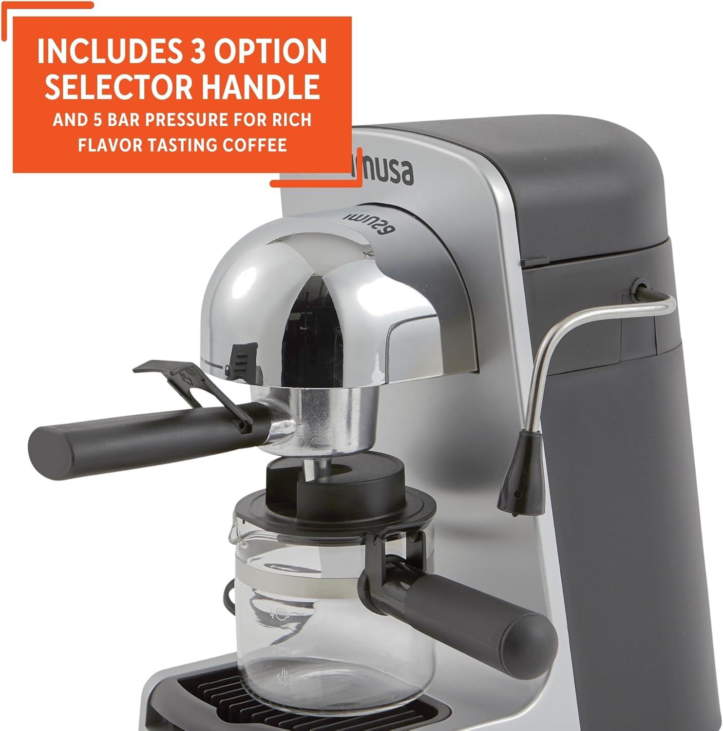 imageIMUSA 4cup Electric Bistro Espresso Cappuccino Maker SilverBistro